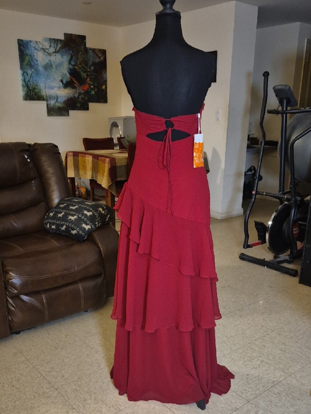 Strapless Red Ruffle-Tier Maxi Dress - Picture 3 of 4